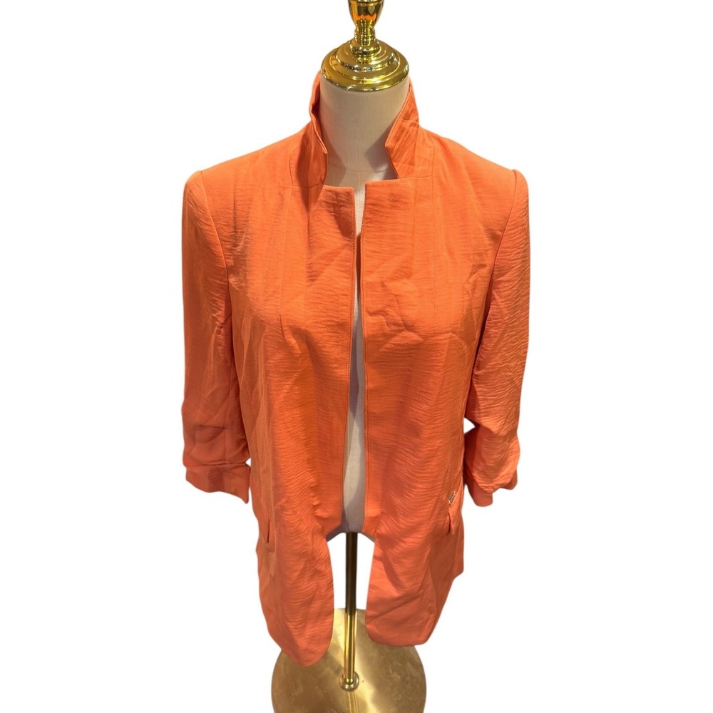 GUESS Orange Textured Collar Open Front Blazer Jacket Women's retro‎ S Y2K vibes